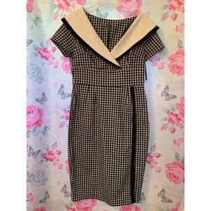 Black and white gingham wiggle dress